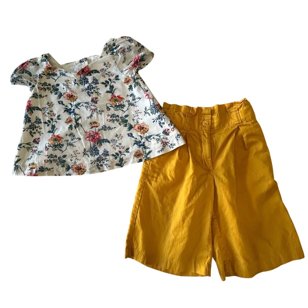 Janie and Jack Toddler 2T Floral Top + Yellow Wide Leg Pants Not a‎ Set